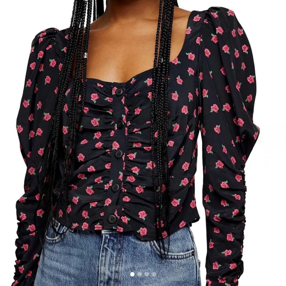 Floral Black and Pink Flower Top
